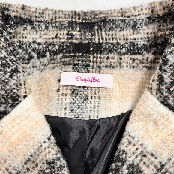 ASOS Simply Be White Tan and Black Checked Coat 16 - Picture 5 of 9